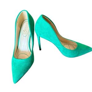 Rouge Helium Womens  Green Faux Suede Pointed Toe Stiletto Pumps Size 8